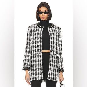 NWT Women’s Alice + Olivia Deon Embellished 2 Piece Extendable Check Jacket